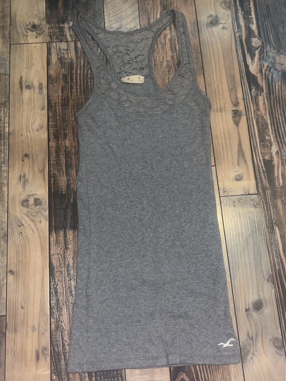 Hollister Gray Lace-Back Racerback Tank